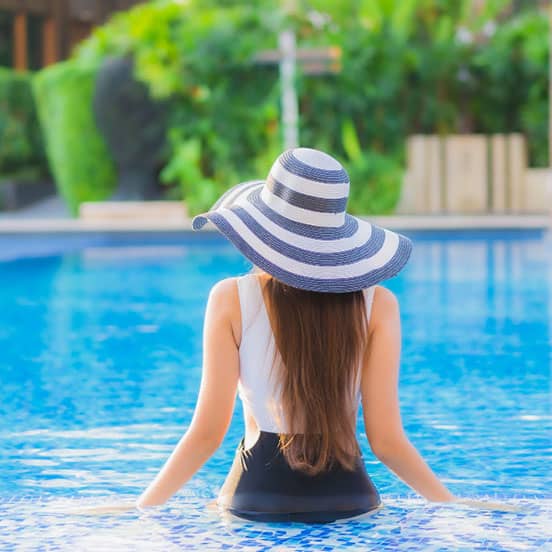 woman enjoying pool