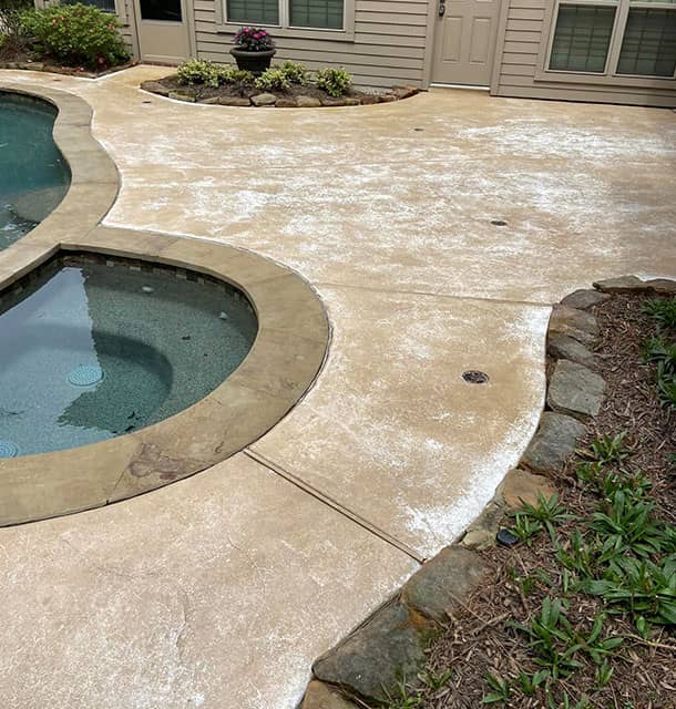 concrete deck with calcium spots